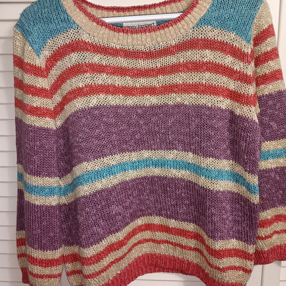 Vintage Tony Lambert striped sweater. Y2k. '90s. Size medium. Colorful USA